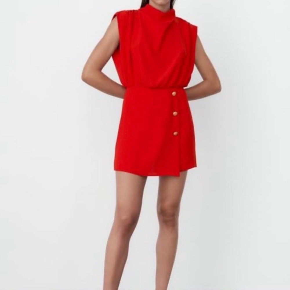 Zara Red Sleeveless Romper